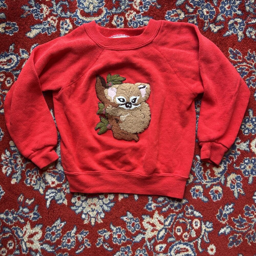 Vintage 1990s BW Zoo Crewneck Youth Size Medium (3T) Koalas Sweatshirt Red